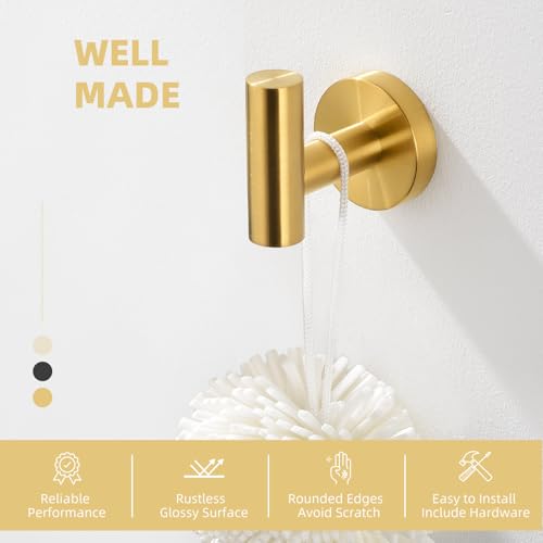 Image of Angle Simple Towel Hook for Bathroom, Bath Towel Holder, Brushed Dark Gold