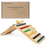 MIAOOWITH Rainbow Chicken Perch and Ramp Trainer, 2 in 1 Sturdy Wooden Chicken Roosting Bar, Baby Chick Toys for Brooder, Chicken Coop Accessories, for Small Animal, No Assemble