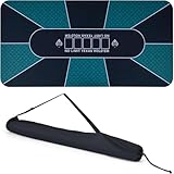 HOMASIS 180 x 90 cm Pokermatte, tragbare Texas Hold'em-Pokermatte für 10 Spieler, Pokertischplatte mit Rutschfester Gummibasis, Tragetasche, Pokertisch-Auflage für Casinospiele, Spieleabende, Partys