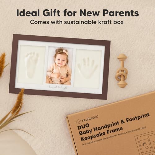 Baby Hand and Footprint Kit - Baby Footprint Kit, Newborn Keepsake Frame, Baby Handprint Kit, Personalized Baby Gifts, Nursery Decor, Baby Shower Gifts for Girls Boys(Cedar)