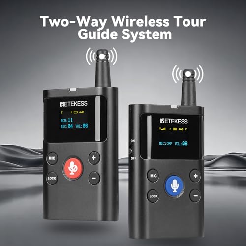 Retekess TT126 2 Way Plant Tour Headset, Dispositivo de Comunicación Bidireccional con 1 Transmisor y 5 Receptores miniatura 2