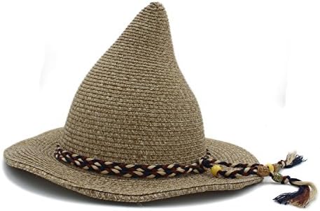 Women Beach Sun Hat Straw Foldable Costume Cap Witch Cosplay Party Carnival Braided