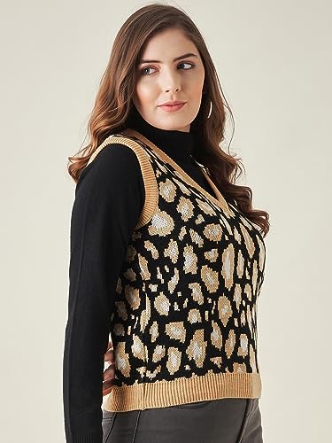 Image of Modeve Printed V Neck Sleeveless Sweater for Women||Winterwear||