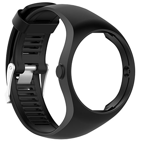 RuenTech Compatible for Polar M200 Replacement Bands Silicone Strap Sport Wristband for Polar M200 GPS Running Sports Watch (Black)