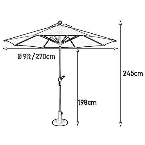 Sombrilla para jardín y playa de 270cm con manivela sombrilla mesa exterior 3
