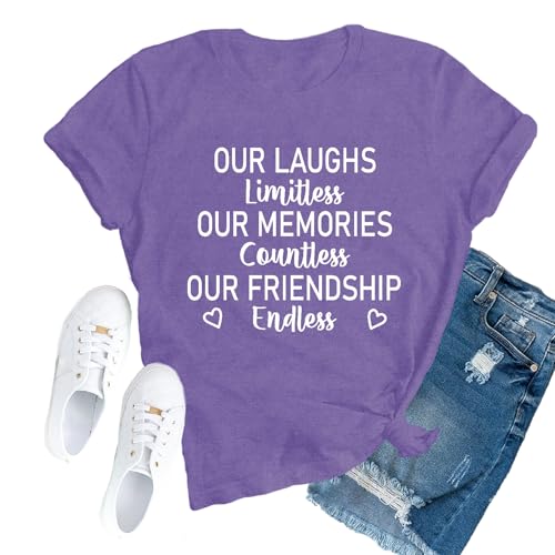 TUPOSU Friend Shirts for Women Best Friend Tshirts Bestie Friendship Casual Tees Purple