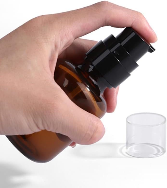2 Pcs 120ml 4oz Amber Plastic Travel Bottles for Toiletries Leakproof Travel Lotion Pump Bottle Mini Soap Dispenser Cosmetic Cream Pump Bottles Container for Cream Shampoo Makeup Essential Oil, Brown - Image 2