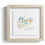 Seahorizon Sea Heart Handmade Glass Art Wall Decor, 8 x 8 Inch Wood Framed Wall Art, Made of Sea Glass, Shells, and Pebbles