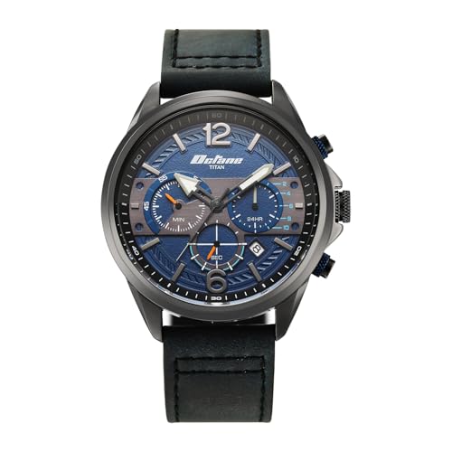 Image of Titan Octane Cred Analog with Blue Dial Blue Leather Strap Watch for Men - 90238KL02