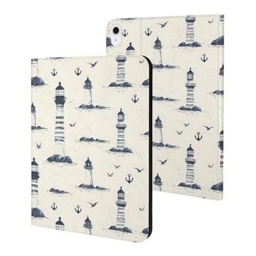 Coque fine iPad 10e génération motif ancre vintage veille et réveil auto
