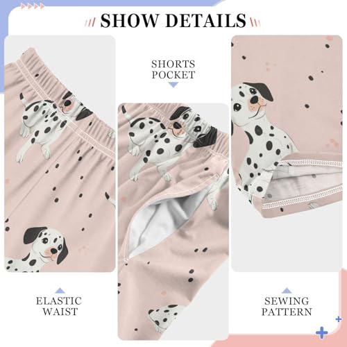 Boys' Pants Cute Dalmatian Dog Pink Long Bottoms Jogger Pants Elastic Waist Trousers with Pockets S-XL4