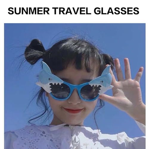 Toddlers Sunglasses Bulk, 2 Pack Boys Sunglasses for Summer Beach Pool Birthday Makeup Party Stuffers (Blue Shark)2
