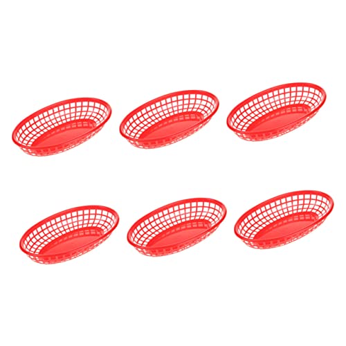 Hemobllo 6Pcs Oval Fast Food Baskets Reusable French Fries Fried Chicken Serving Tray for Home Fruit Plate Snacks Lightweight Elegant Design for Kitchen Parties