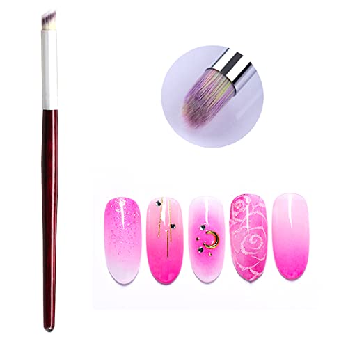 Xeaohesy 5Pcs French Tip Nail Brush Set Half Moon Shape Silver Handle Oblique Head Black Handle Nail Brushes Red Wooden Handle Gel Builder Ombre Brush For Nail Manicure Tools #TOP1