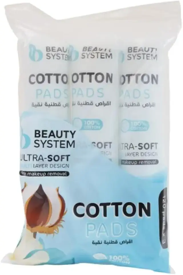 Beauty System Ultra Soft Cotton Pads 120-Pads 3-Pieces 20 g