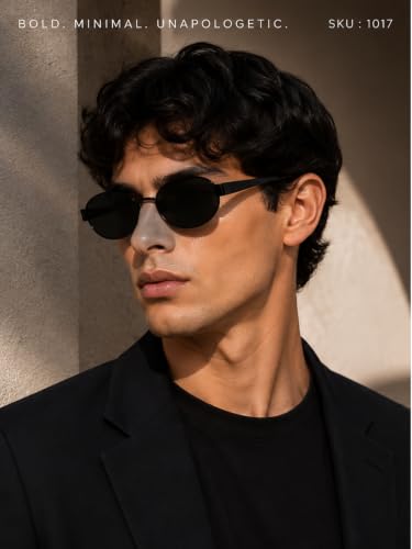 Image of FAVELA Retro Oval Sunglasses for Women & Men | Trendy Metal Sun Glasses Classic Shades | UV400 Protection Retro Oval Sunglasses Vintage Style.