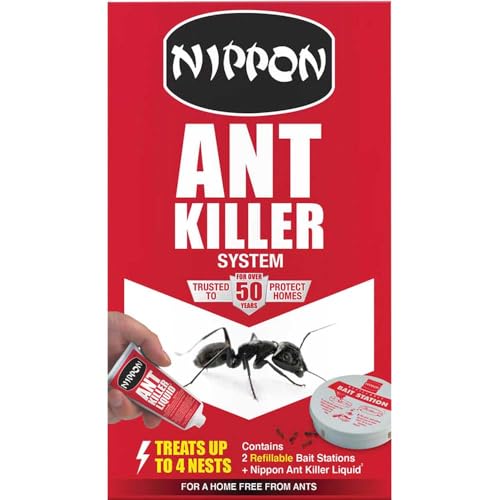 Nippon Ant Killer System With 2 Traps And 25G Ant Killer Liquid: Kills Ants And The Nests Suitable For Indoor And Outdoor Use Easy To Use Refillable. Kills The Entire Colony