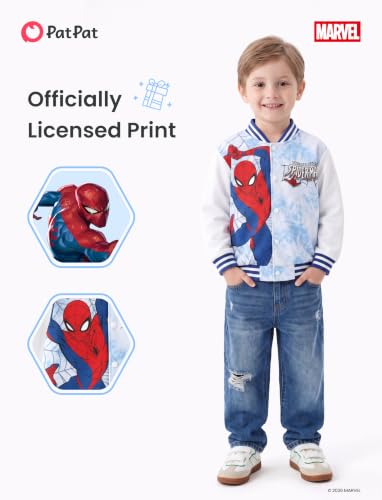 Image of Disney Marvel Bomber Jacket Spider Man Toy Story Cars Varsity Cardigan2-13Y | Officially Licensed Snap Button Coat,Fall Star Wars Graphic Cloth Top,Hulk Venom Stitch Mickey Lightning Mcqueen Kids Apparel