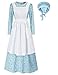 Pioneer Damen-Prairie-Kleid mit Blumenmuster, Deluxe-Kolonial-Kleid, Laura Ingalls-Kostüm, Hellblau-1, XX-Large