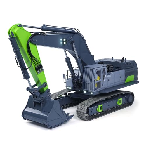 Image of RTR 1 /12 Remote Control Hydraulic Excavator 395F Heavy Duty Machine Metal 6CH Valves RC Digger Brushless Motor ESC Quick Coupler Hobby Grade Model for Ages 14+(Grren and Grey)
