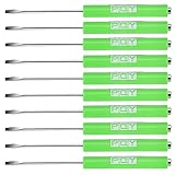 PQY 10Pcs Mini Pocket Screwdriver with Clip Magnetic Slotted Small Screw Drivers with Flat Head for Mechanical, Electrician (green)