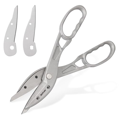 HURRICANE 12 Inch Aluminum Tin Snips with Replaceable Blades. Lightweight Straight Cutting Metal Cutters for HVAC, Sheet Metal & Vinyl Siding. Aluminum Tinner Shears with Large Handles