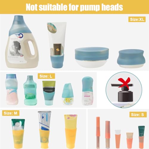 8 Pack Travel Essentials Silicone Bottle Covers, Cruise Ship Essentials, Elastic Sleeves for Shampoo Conditioner Lotion Leak-Proofing, Fit Most Size Bottles Toiletries,4 size4