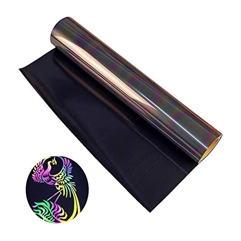 Primst Reflective Rainbow Heat Transfer Vinyl Roll 12inch X 5ft Iron on PU Transfer Vinyl DIY Heat Press Design for T-Shirt, Clothes, Hats and Other Textiles Cover