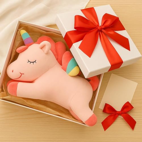 Image of SCOOBA Super Soft Sleeping Unicorn Soft Toy (25cm Small Sleeping Unicorn Pink)