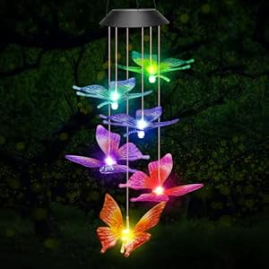 Winzwon Solar Butterfly Wind Chimes Outdoor, Gifts for Mum/ Grandma/ Wife/ Daughter/ Sister, Birthday Gifts for Women…