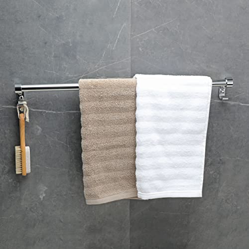 Image of GARBNOIRE Stainless Steel Hook Towel Rod 18 inch Towel Holder Rod for Bathroom | Kitchen | Living Room