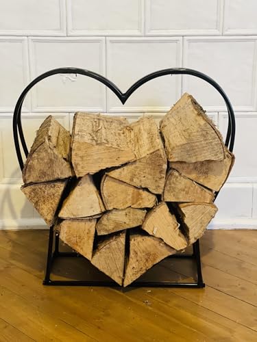 Dekoleidenschaft Kaminholz-Regal Herz aus Metall, schwarz lackiert,...