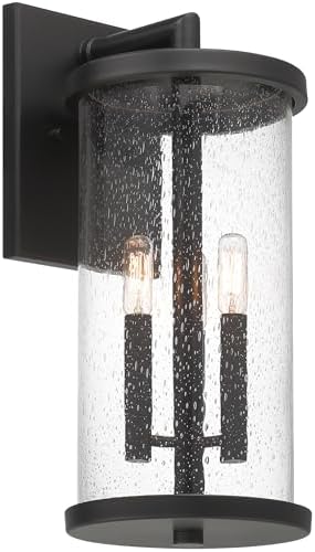 DESIGNERS FOUNTAIN Otto 18.75 inch 3-Light Outdoor Wall Lantern Sconce, Matte Black, D298C-8EW-MB