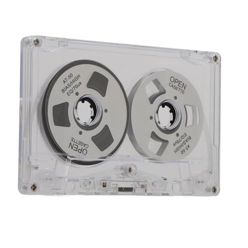 Dpofirs Reel to Reel Blank Cassette Tape, 50 Minutes Normal Bias Double Sided Metal Sound Recording Cassette Tape with Transparent Box for Musicians Bands (Silver)