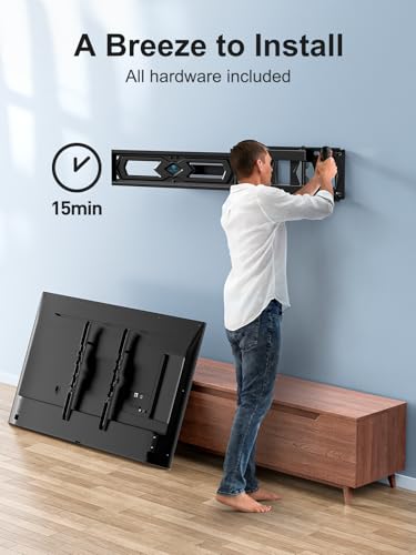 PERLESMITH TV Wandhalterung, Schwenkbare Neigbare TV Halterung für 26-60 Zoll Flach & Curved Fernseher oder Monitor bis zu 40kg, Wandhalterung Fernseher max.VESA 400x400mm – Bild 7