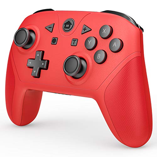 promote control - Game Controller Compatible with Switch and Switch Lite, Wireless Pro Controller Gamepad Remote Joystick with NFC, Wakeup, Turbo, Dual Vibration and Motion Control Function (Red)