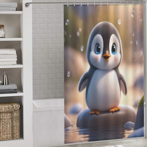 Rideau de douche manchot en polyester lavable 140x183cm pour baignoire familiale