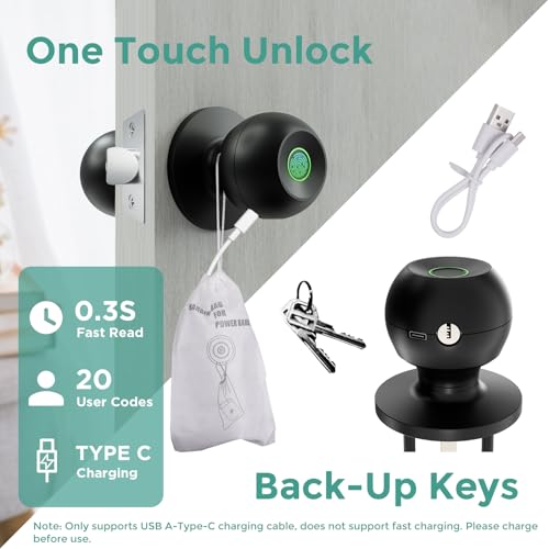 Biometric-Door-Lock-Rechargeable-Fingerprint-Lock-with-App-Control-Smart-Door-Knob-for-Bedrooms-Offices-Hotels