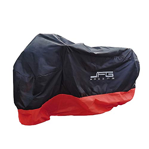 JFG RACING Funda para motocicleta, impermeable, para exteriores, grande, resistente, tela Oxford, color negro, rojo y XL