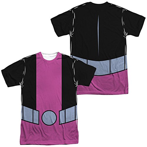 Popfunk Teen Titans Go Beast Boy Uniform Unisex Adult Sublimated Costume T Shirt (Front/Back) (Large Black/Purple)
