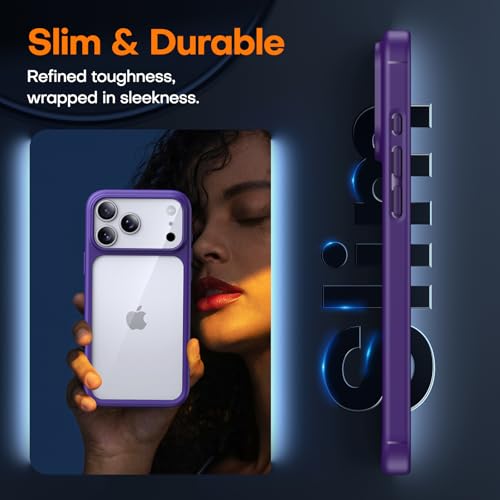 Image of TAURI for iPhone 17 Pro Case, with Screen Protector, Purple | Full Camera Protection, Anti-Yellowing Military-Grade Protection Shockproof Slim Phone Case for iPhone 17 Pro