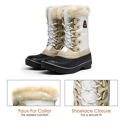 Dream Pairs Women's Dp-Canada Beige White Faux Fur Lined Mid Calf Winter Snow Boots Size 9 M Us #TOP3