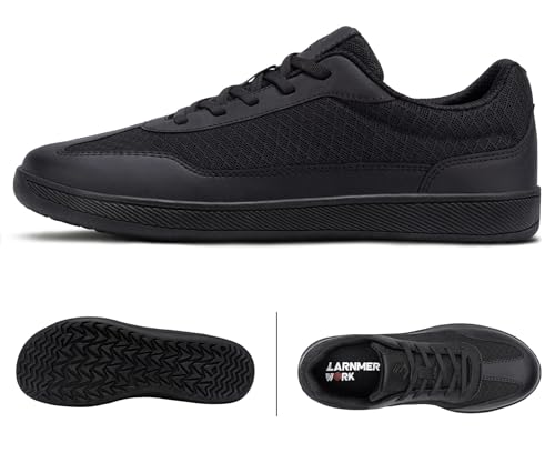 Image of LARNMERN Steel Toe Shoes Men Barefoot Safety Sneakers Walking Skate Non Slip Work Training Shoe 51654(8 Men, All Black)