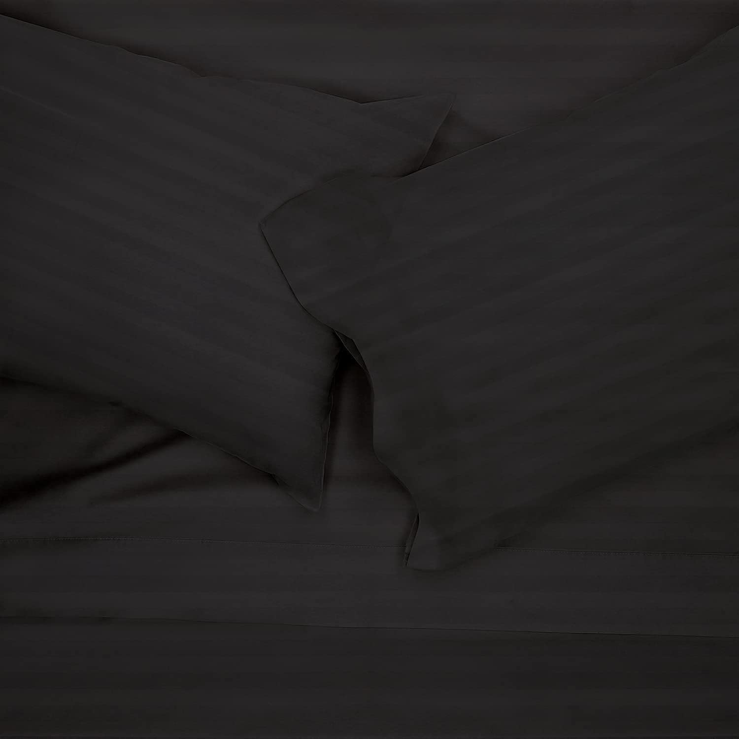 Sunday Home 400 Thread Count 100% Natural Cotton 1 Fitted Sheet Only Damask Stripe Dark Grey King Size Fitted Sheet - 15" Deep Pocket, Long Staple Ultra Soft & Silky Sateen Weave