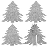 GRIRIW 4 Piezas Bolsa para Cubiertos Navideña Fundas Decorativas de Forma de Árbol de Navidad Porta Cubiertos Ligero y Portátil para Hogar y Restaurante