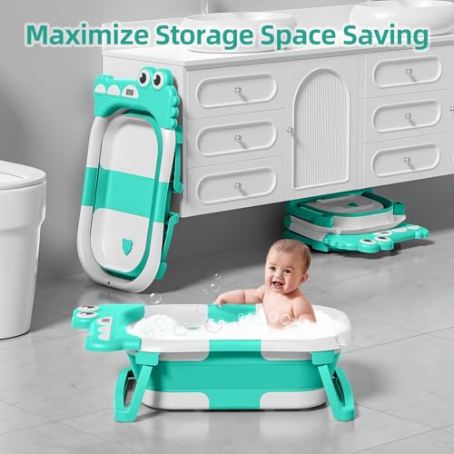 image for MoreFeel Collapsible Baby Bathtub for Newborn with Thermometer & 1 Hoo