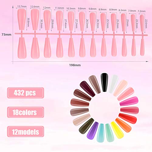 image for Maitys 432 Pieces 18 Sets Extra Long Press on Nails Ballerina Coffin F