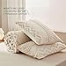 Luxudecor Beige Tufted Comforter Set Queen Size 3 Pieces Boho Shabby Chic Comforter Farmhouse Embroidery Bedding Set Soft Comforter for All Seasons (Beige, 90''x90'')