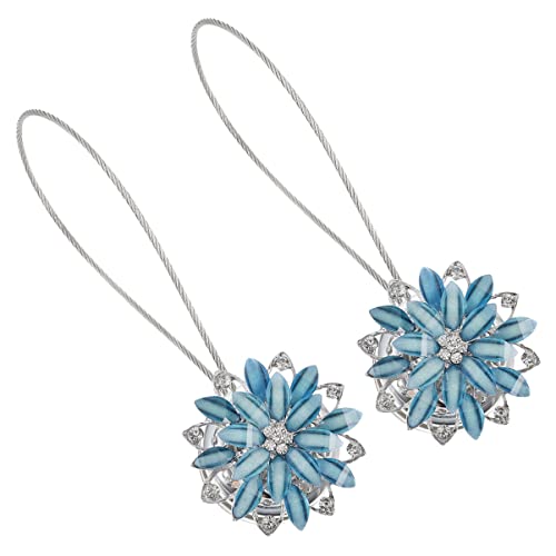 VOSAREA 1 Paire de Clips Balcon Bleu Rustique Draperies de Corde Rideau de Mariage Draperie Pince pour Fleur Attaches Magnétiques à Boucle Décorative pour La Maison Porte-Attaches Cover