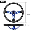 Acclcors Universal Aluminium Steering Wheel, 13.6" Blue Vinyl Leather, Drift/Gaming Steering Wheel for Go Kart, Racing/Rallye/Motorsport Sim Driving